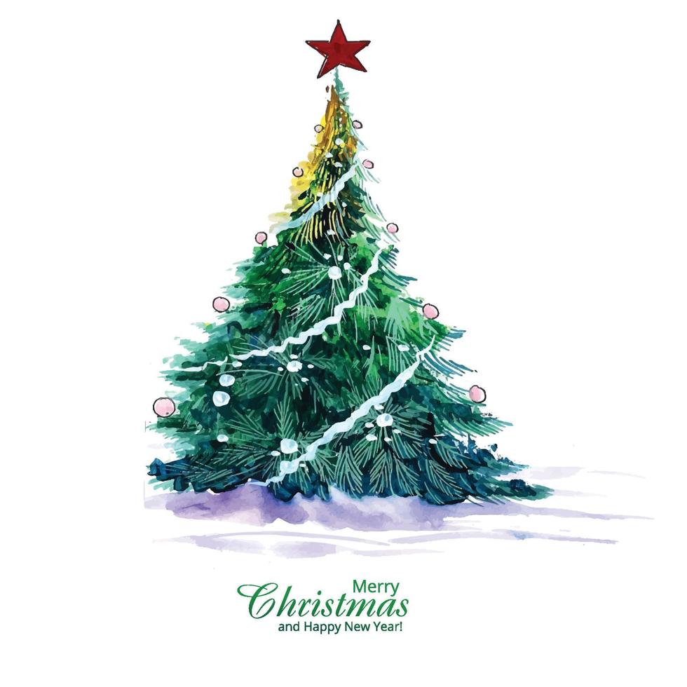 Beautiful christmas tree holiday card background vector