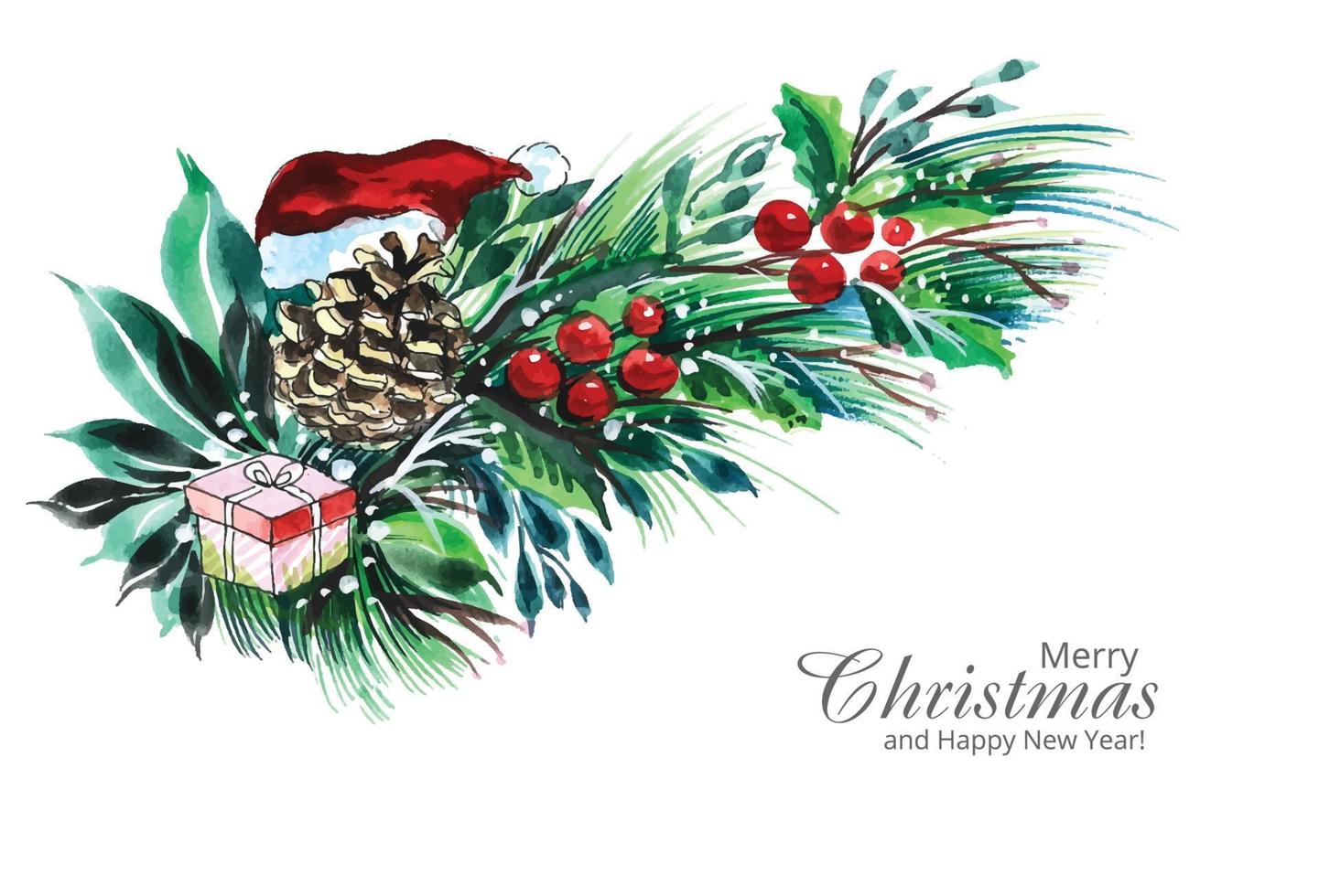 Beautiful christmas garlands holiday card background vector