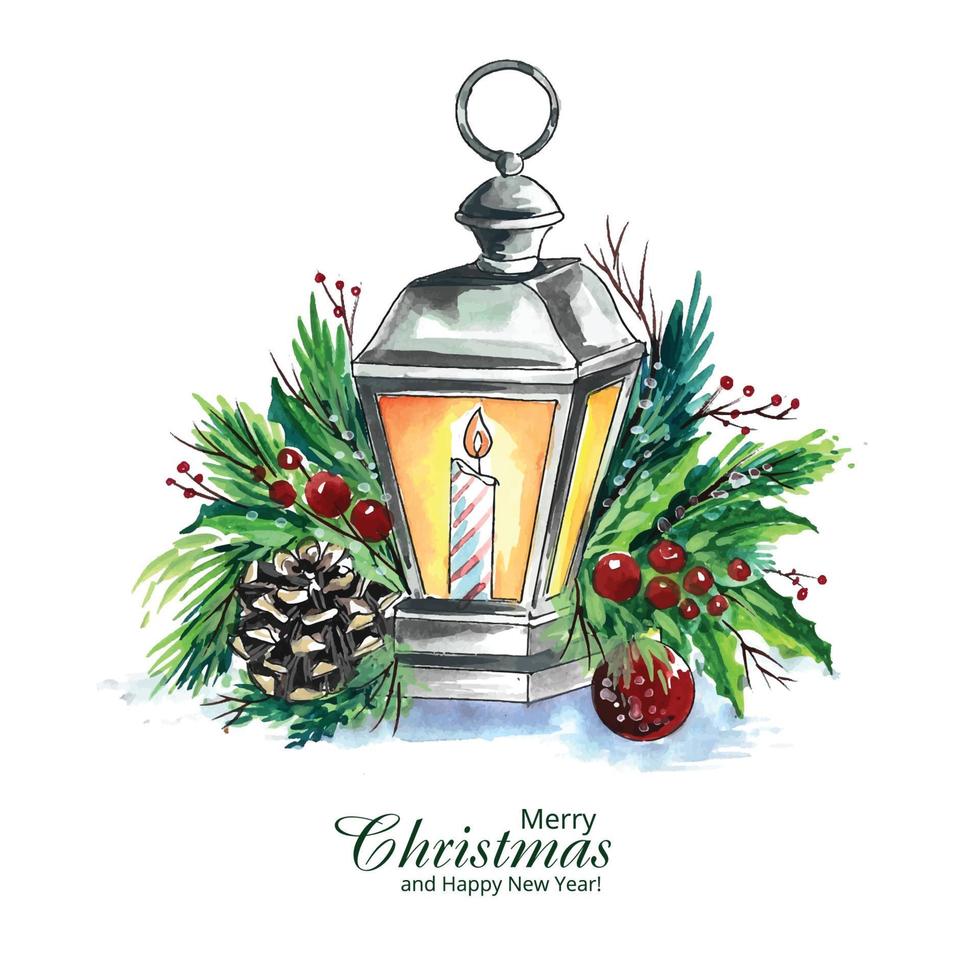 Beautiful artistic decorative christmas lantern card background vector