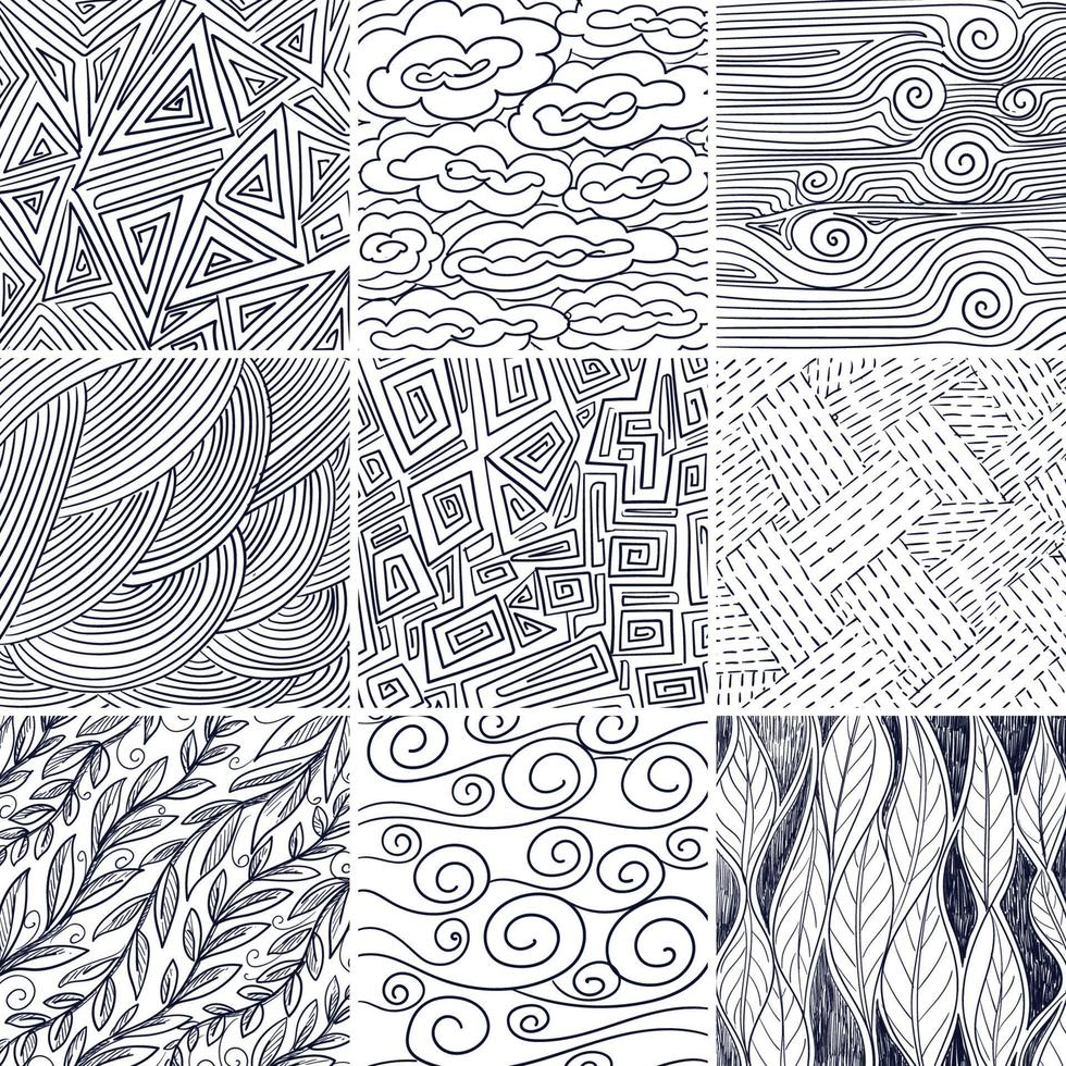 Abstract hand draw doodle pattern set design vector