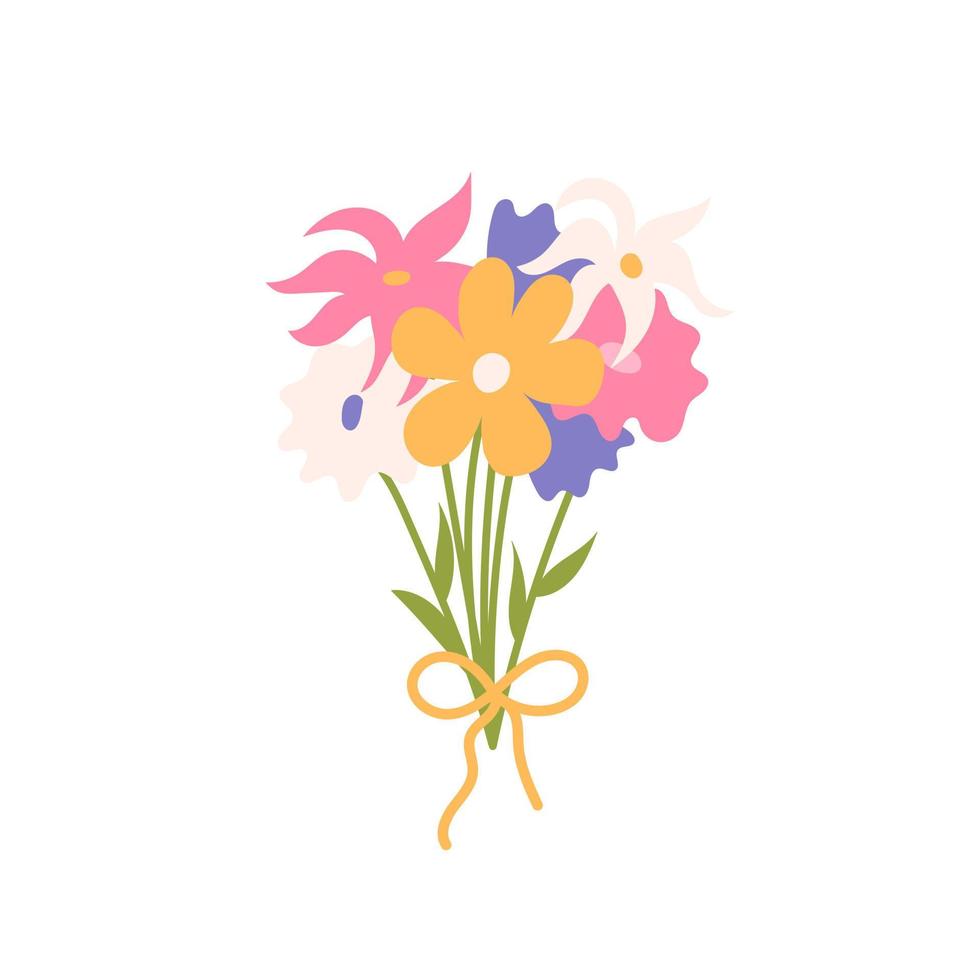 Bouquet of flowers for valentines day, vector flat illustration