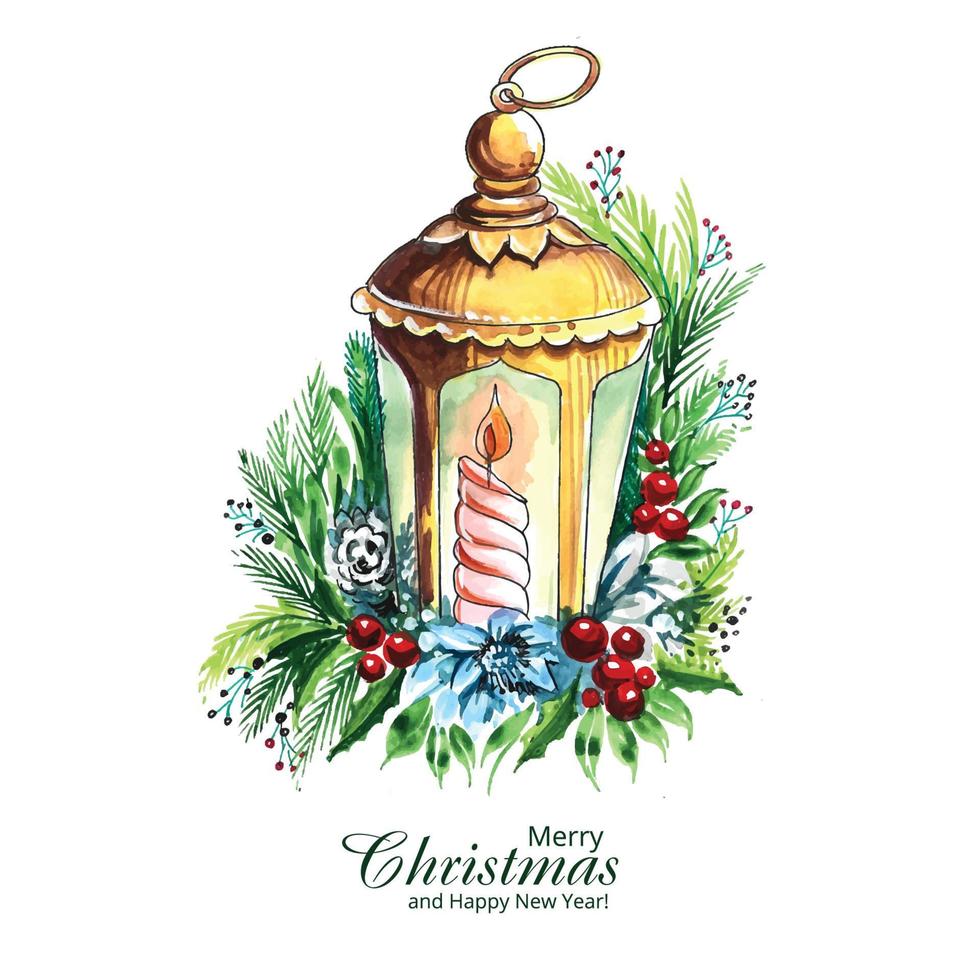 Beautiful artistic decorative christmas lantern card background vector