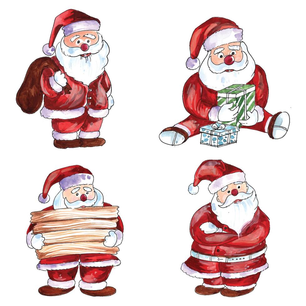 Beautiful santa claus set design vector