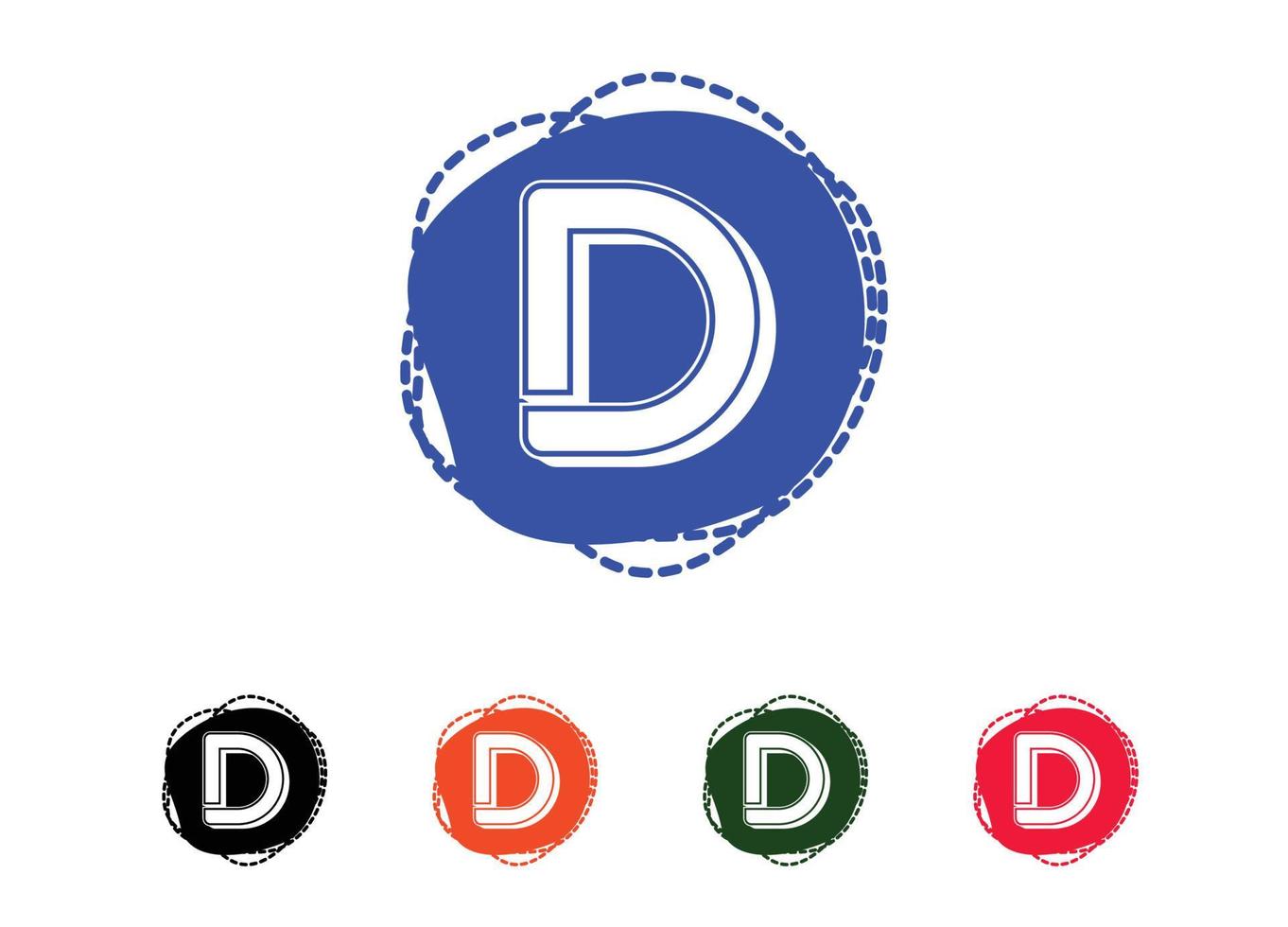 D letter logo and icon design template vector