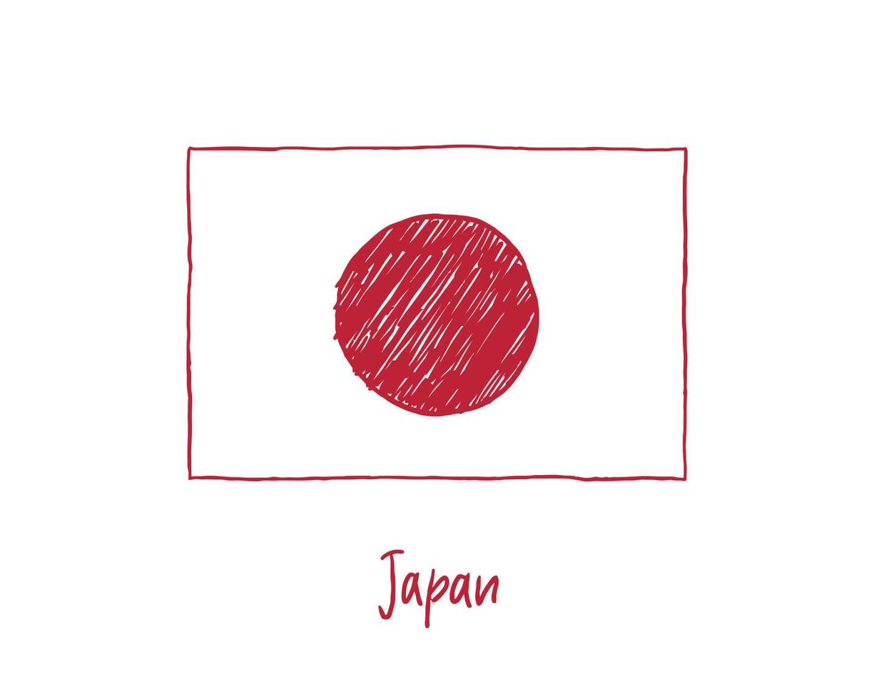 Marcador de bandera de Japón o vector de ilustración de dibujo a lápiz
