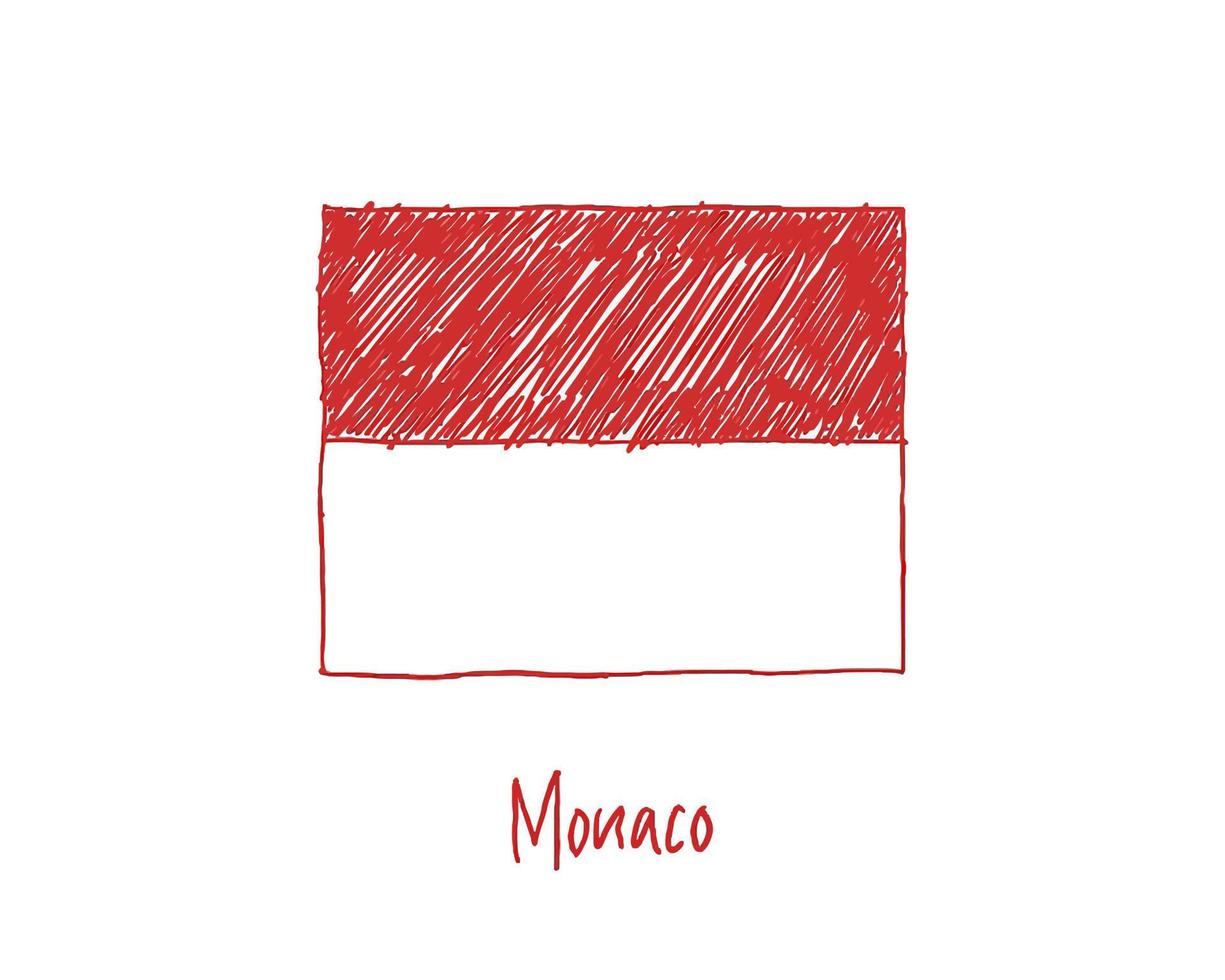 Monaco Flag Marker or Pencil Sketch Illustration Vector