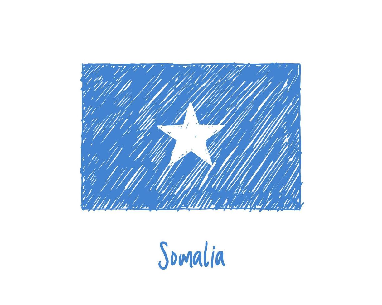 Vector de ilustración de esbozo de lápiz o pizarra de marcador de bandera de Somalia