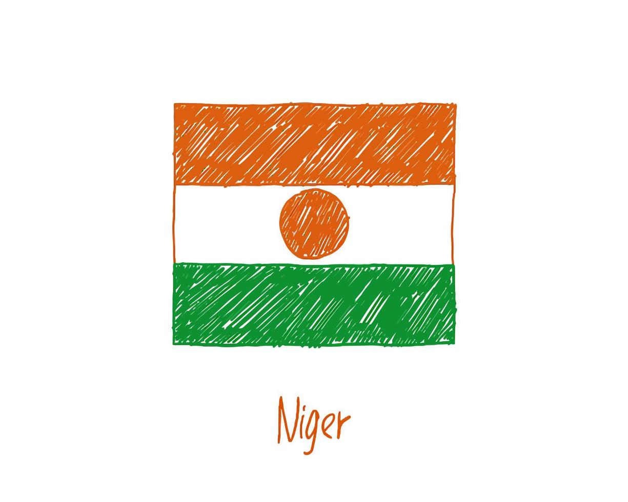 Niger Flag Marker or Pencil Sketch Illustration Vector