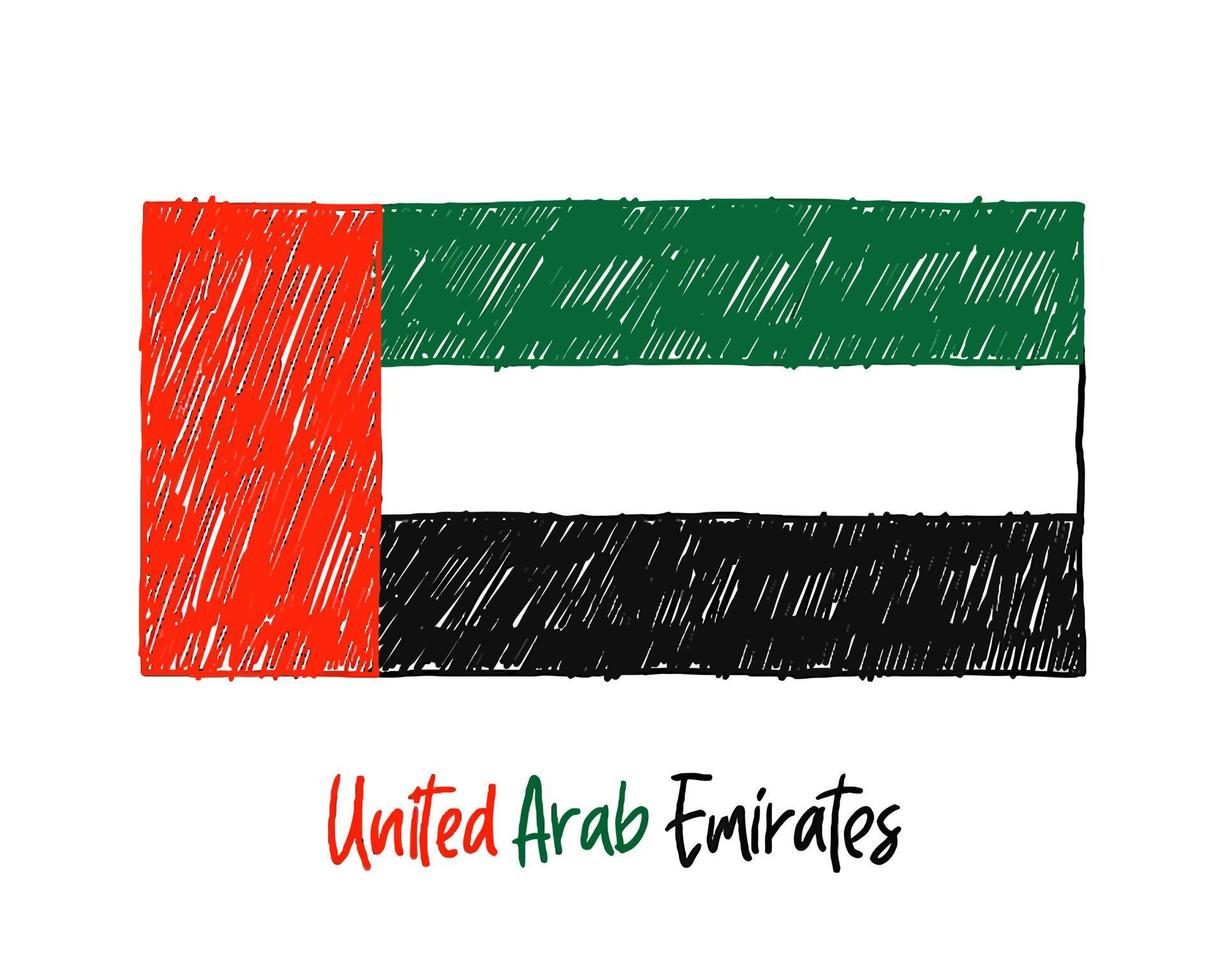 United Arab Emirates Flag Marker Whiteboard or Pencil Sketch Illustration Vector