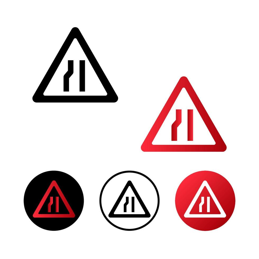 Left Lane Ends Road Icon Illustration vector