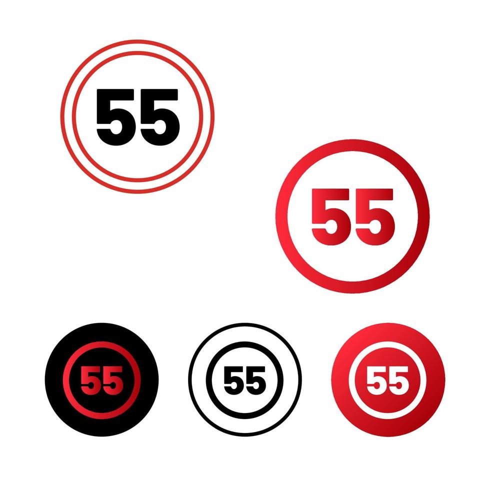 diseño de icono de límite de velocidad 55 vector