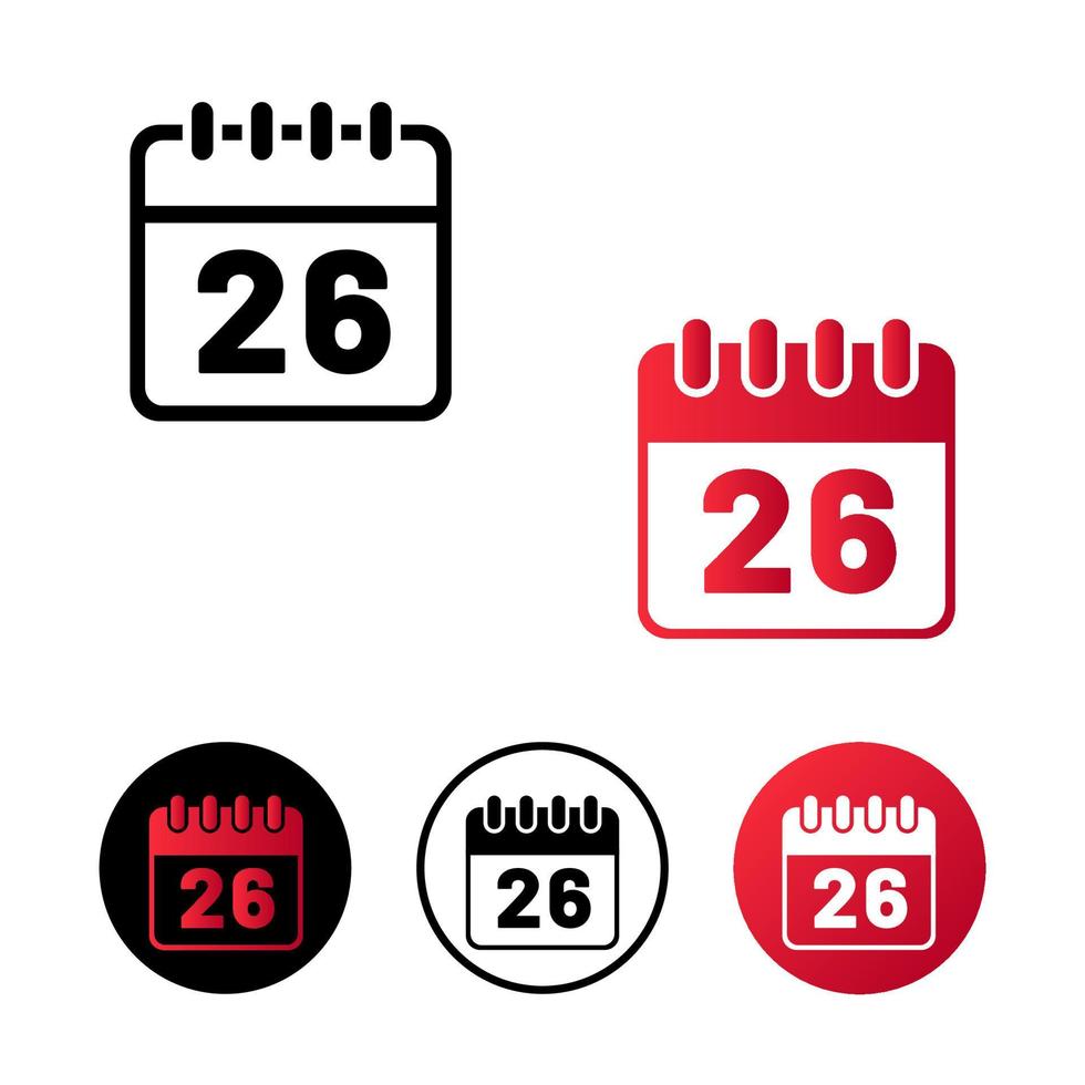 ilustración del icono del día 26 del calendario vector