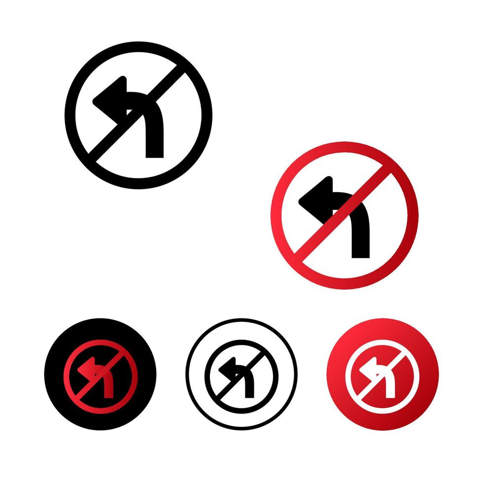 No Left Turn Icon Illustration vector