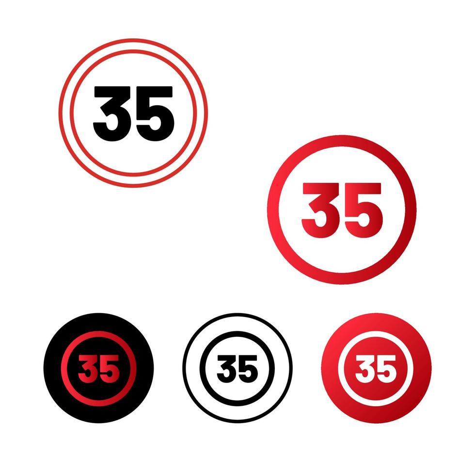 límite de velocidad 35 diseño de icono vector