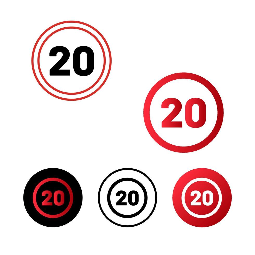 Speed Limit 20 Icon Design vector