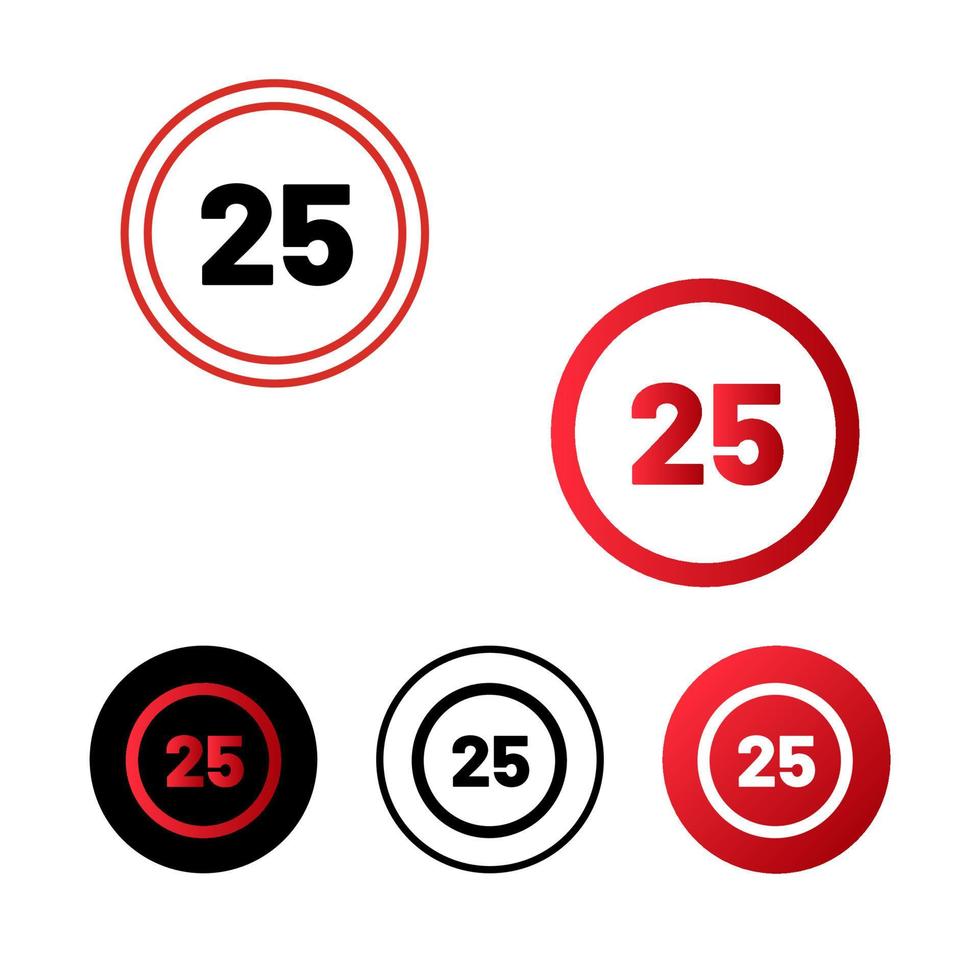 límite de velocidad 25 diseño de icono vector