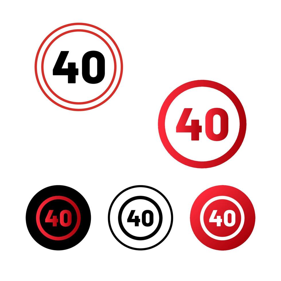 diseño de icono de límite de velocidad 40 vector