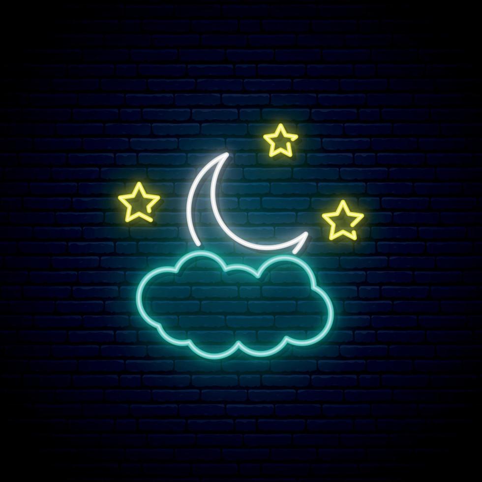 Month in the clouds neon sign. vector