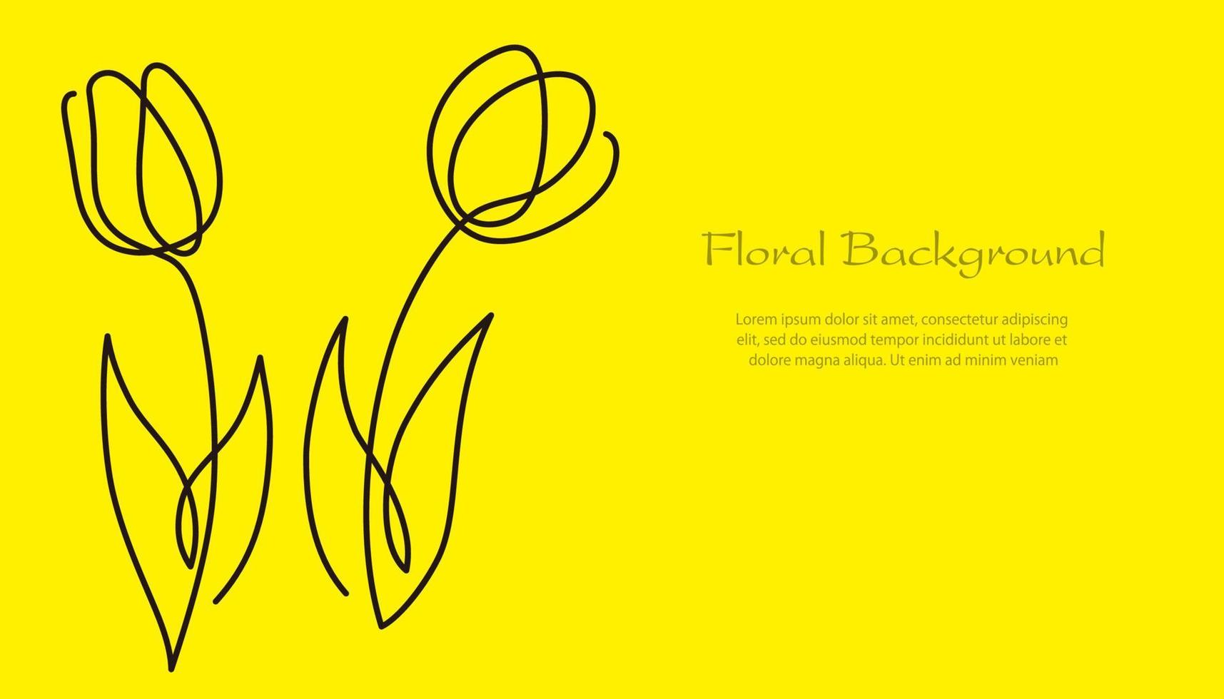 Springtime Background Illustration With Simple And Artistic Tulip Line Drawings And Text Space. vector