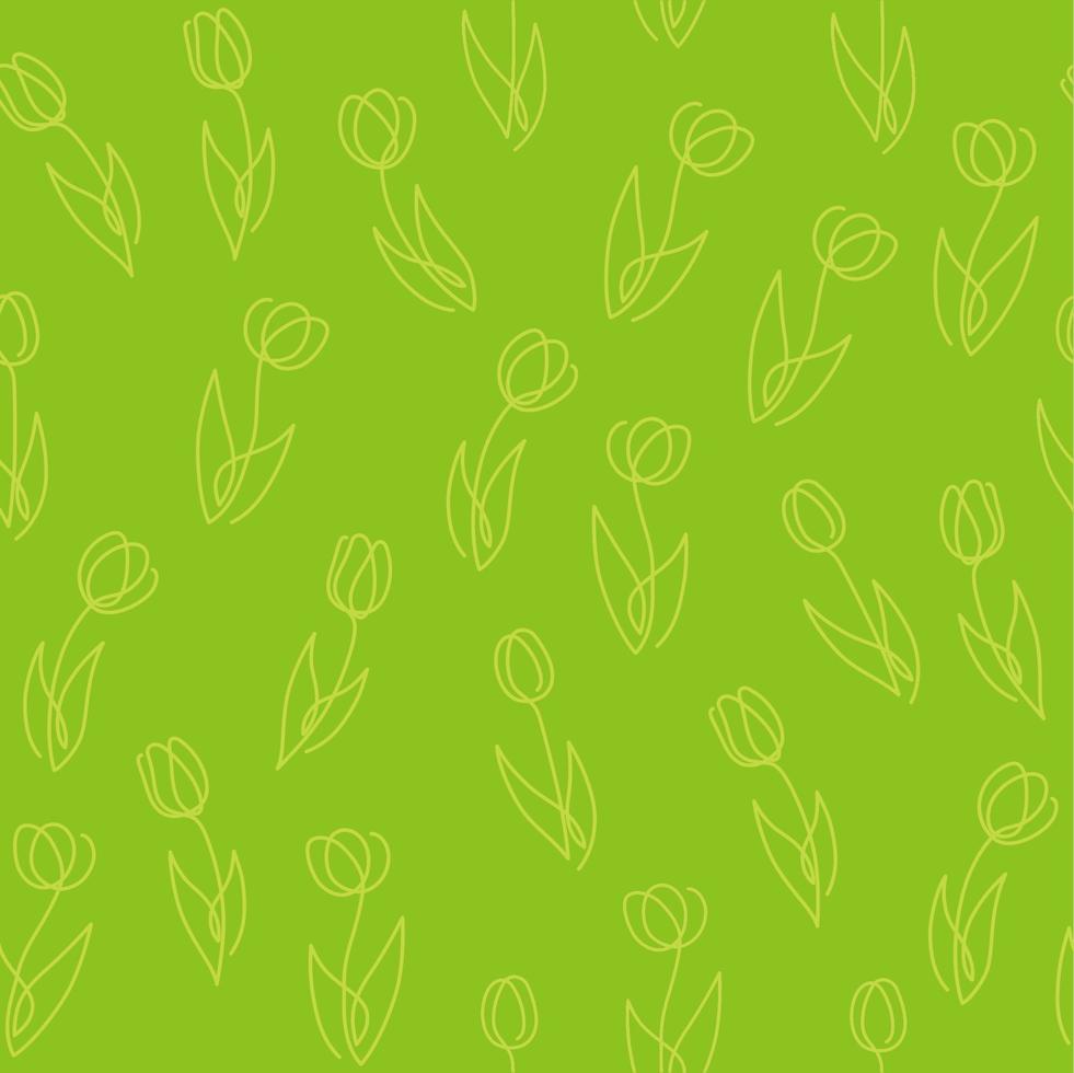 Ilustración de vector de fondo de primavera transparente con patrón de dibujo de línea de tulipán simple. repetible horizontal y verticalmente.