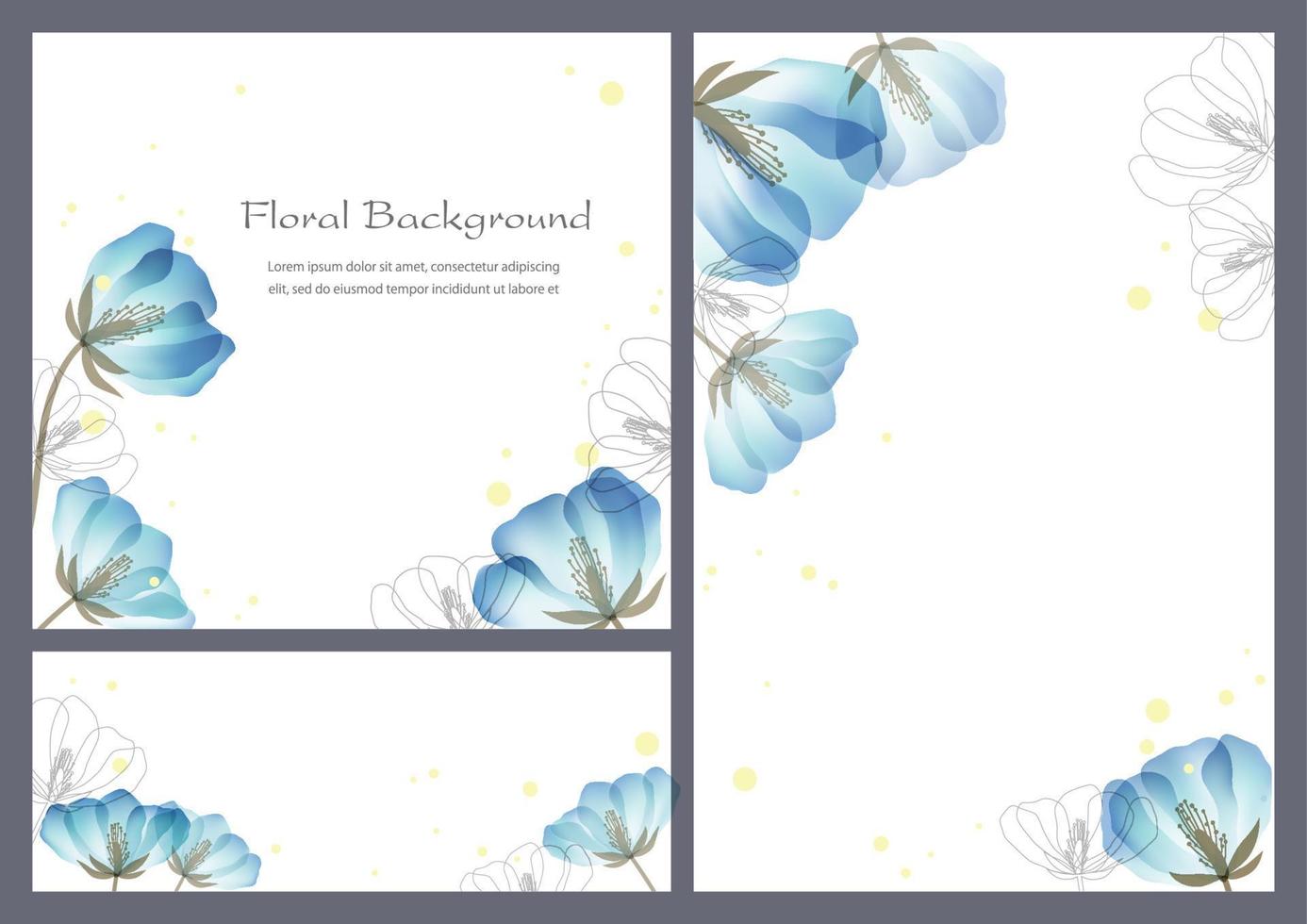 Set Of Vector Floral Backgrounds With Text Space Isolated On A Plain background.