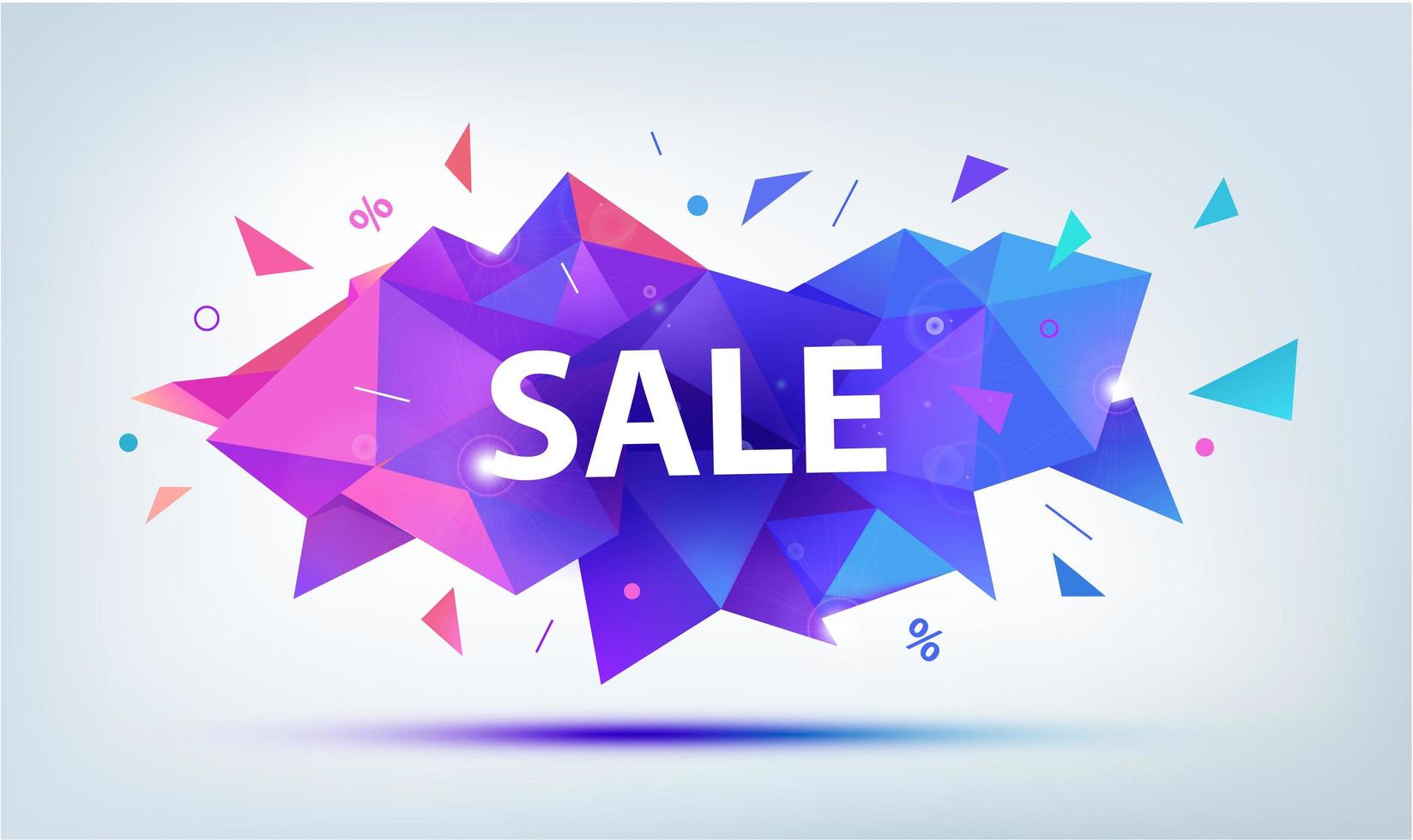 Vector sale faceted 3d banner, poster. Colorful illustration. Geometric shape discount, banner, poster