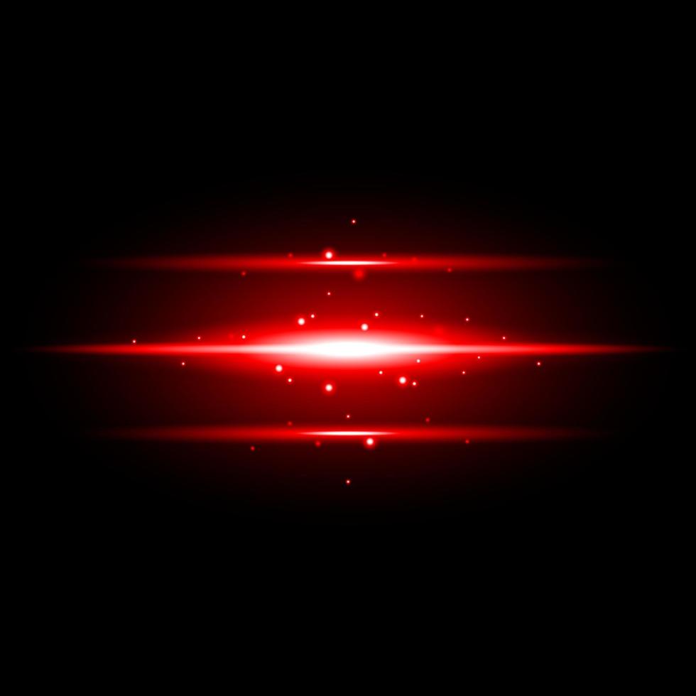 Abstract Red Light flare ray effect illuminated on dark background vector