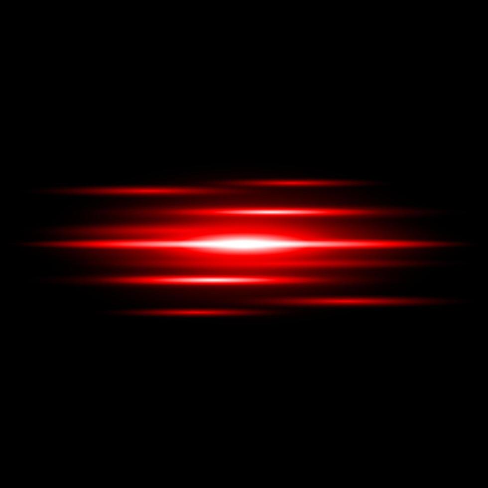 Efecto de rayo de destello de luz roja abstracta iluminado sobre fondo oscuro vector