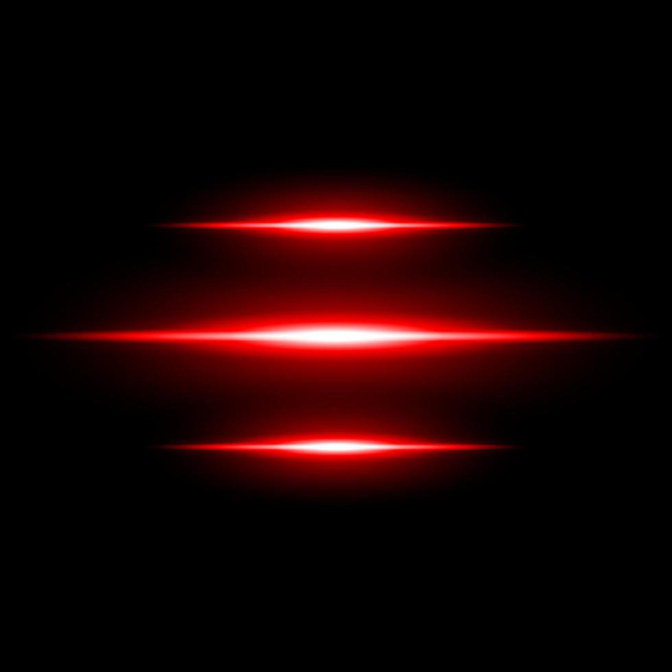 Efecto de rayo de destello de luz roja abstracta iluminado sobre fondo oscuro vector