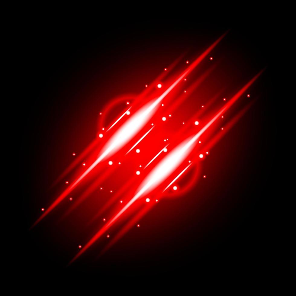 Abstract Red Light flare ray effect illuminated on dark background vector