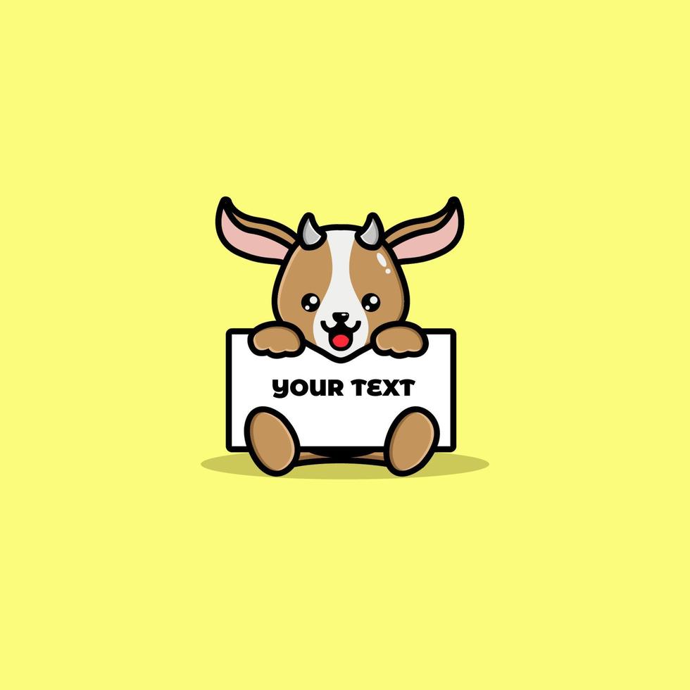 Cute goat holding a blank text board vector