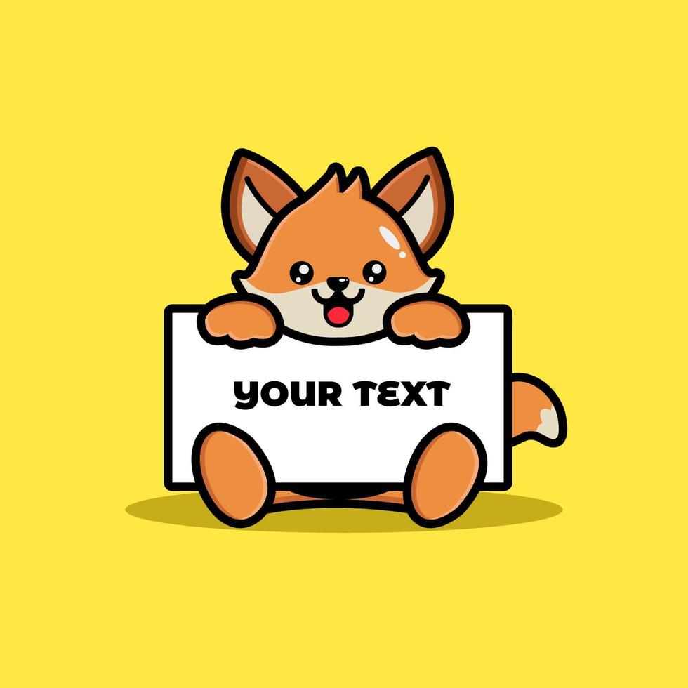 Cute fox holding a blank text board vector