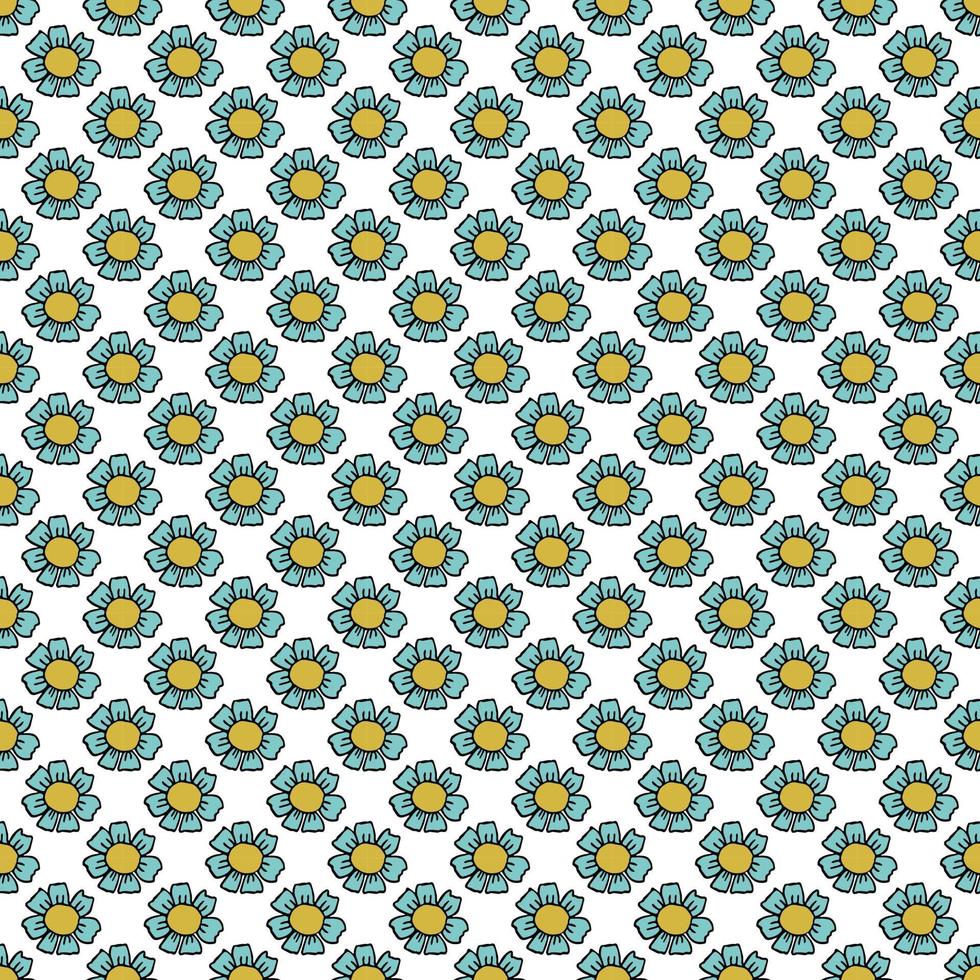 Seamless pattern with blue flowers. Floral background. Chamomile flowers isolated on white background vector