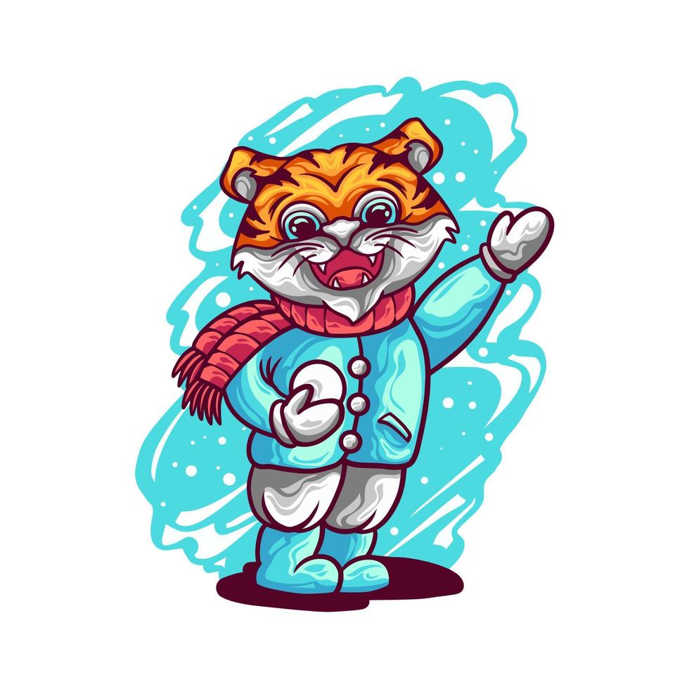 Cute Tiger In Winter vector