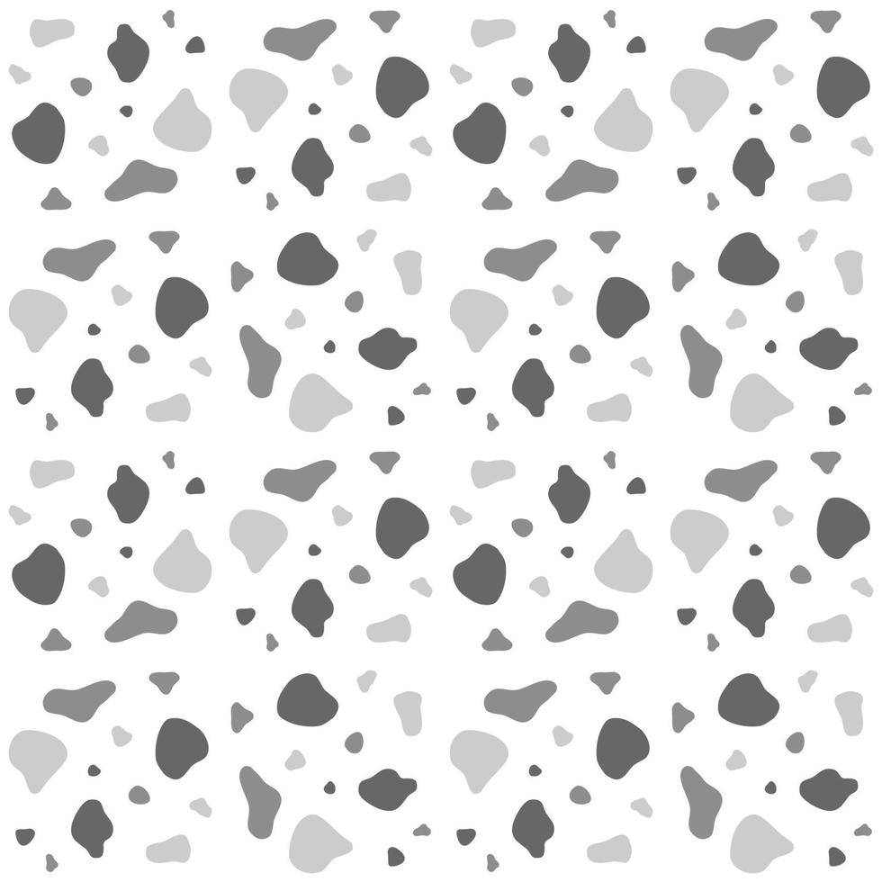 Monochrome terrazzo tile seamless pattern. Vector illustration of abstract geometric shapes freefrom