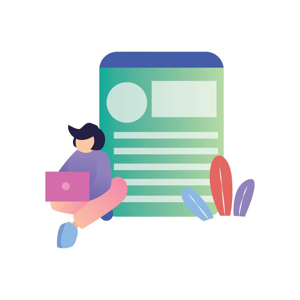 Content creator vector flat illustration