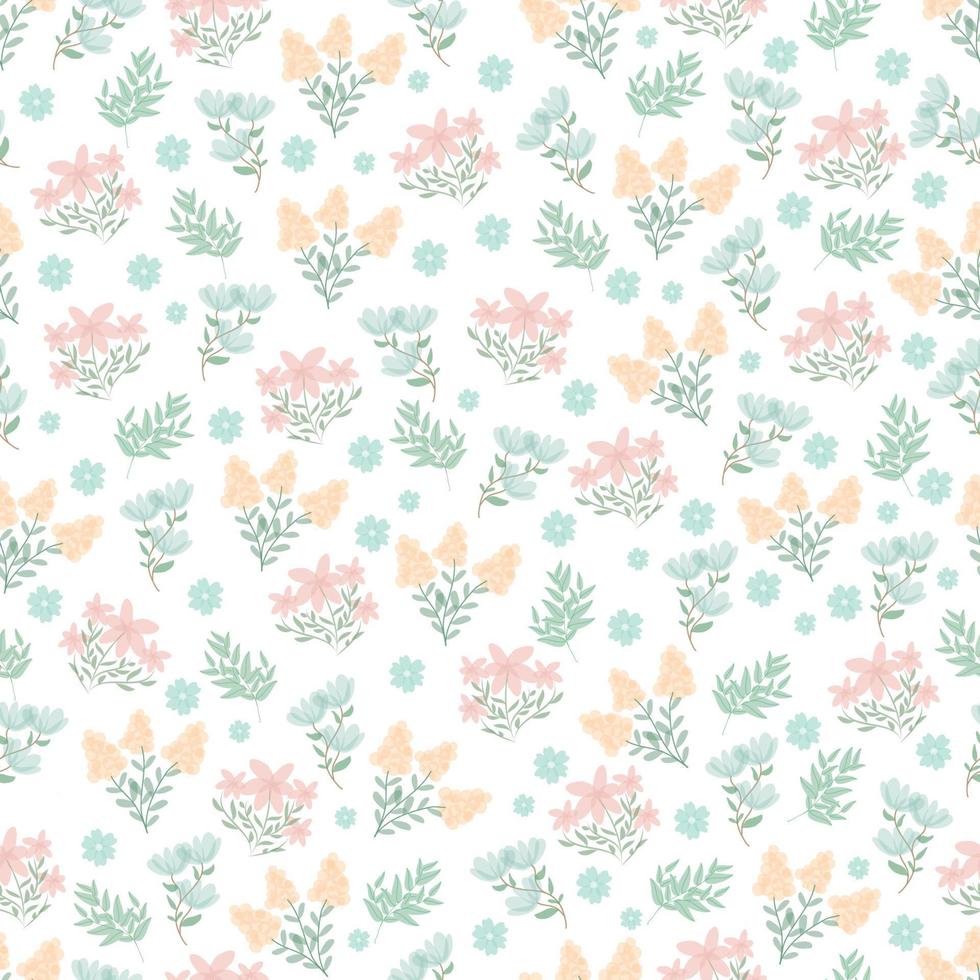 Cute hand drawn little flowers  seamless pattern. chamomile background. Floral pattern. Pretty flowers on white background. Printing with small pink flowers. elegant template for fashionable printers vector