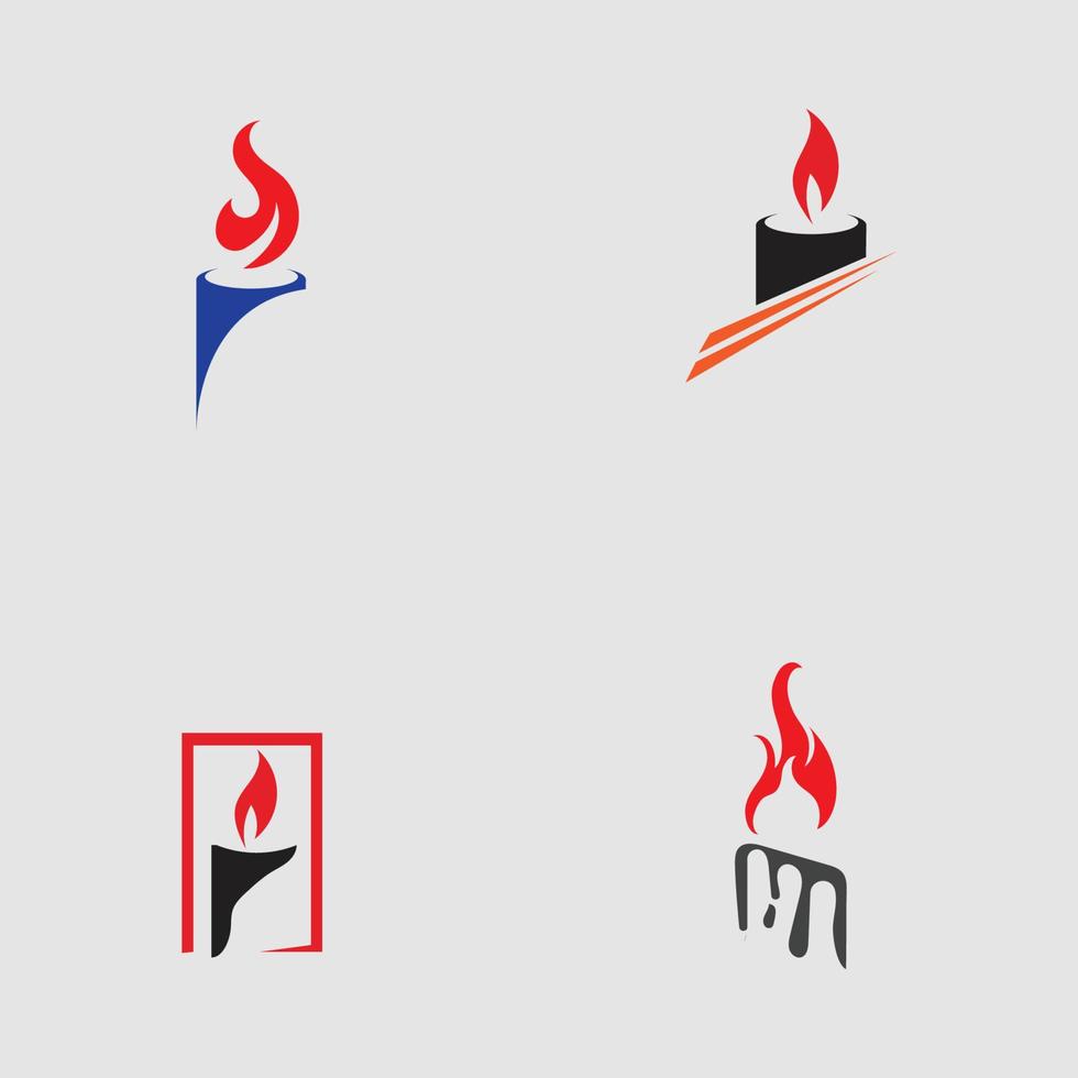 Conjunto de plantilla de vector de diseño de logotipo de icono de luz de vela