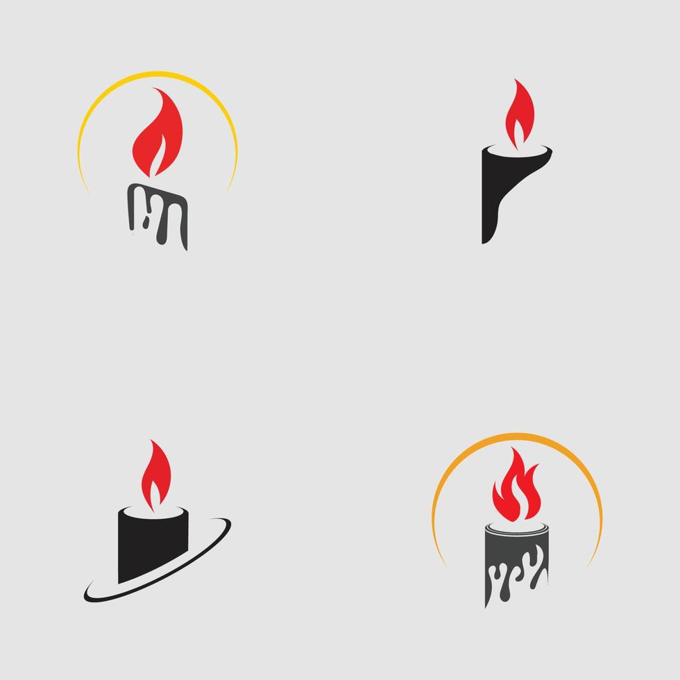 Conjunto de plantilla de vector de diseño de logotipo de icono de luz de vela