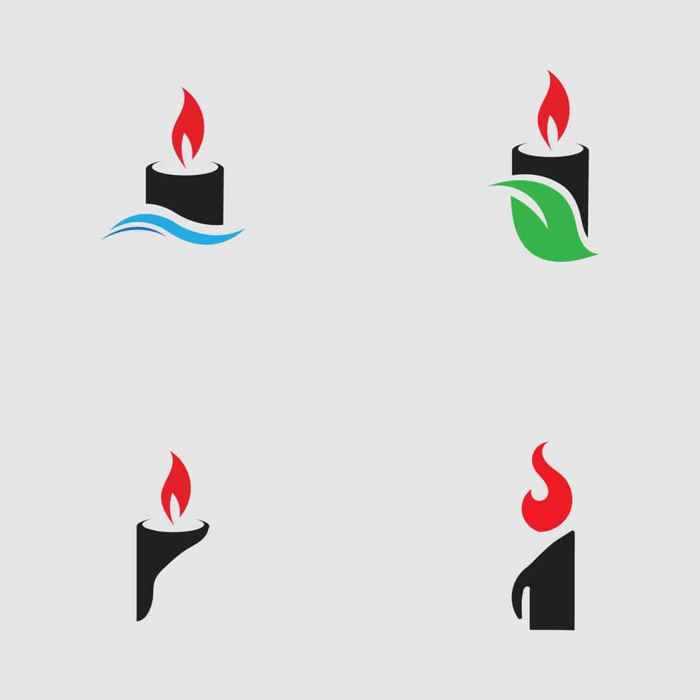 Conjunto de plantilla de vector de diseño de logotipo de icono de luz de vela