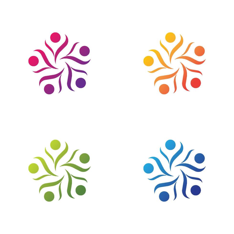conjunto de iconos de plantilla de logotipo de trabajo en equipo vector