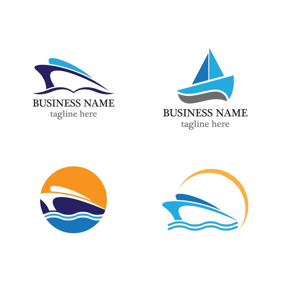 conjunto de iconos de plantilla de logotipo de barco vector