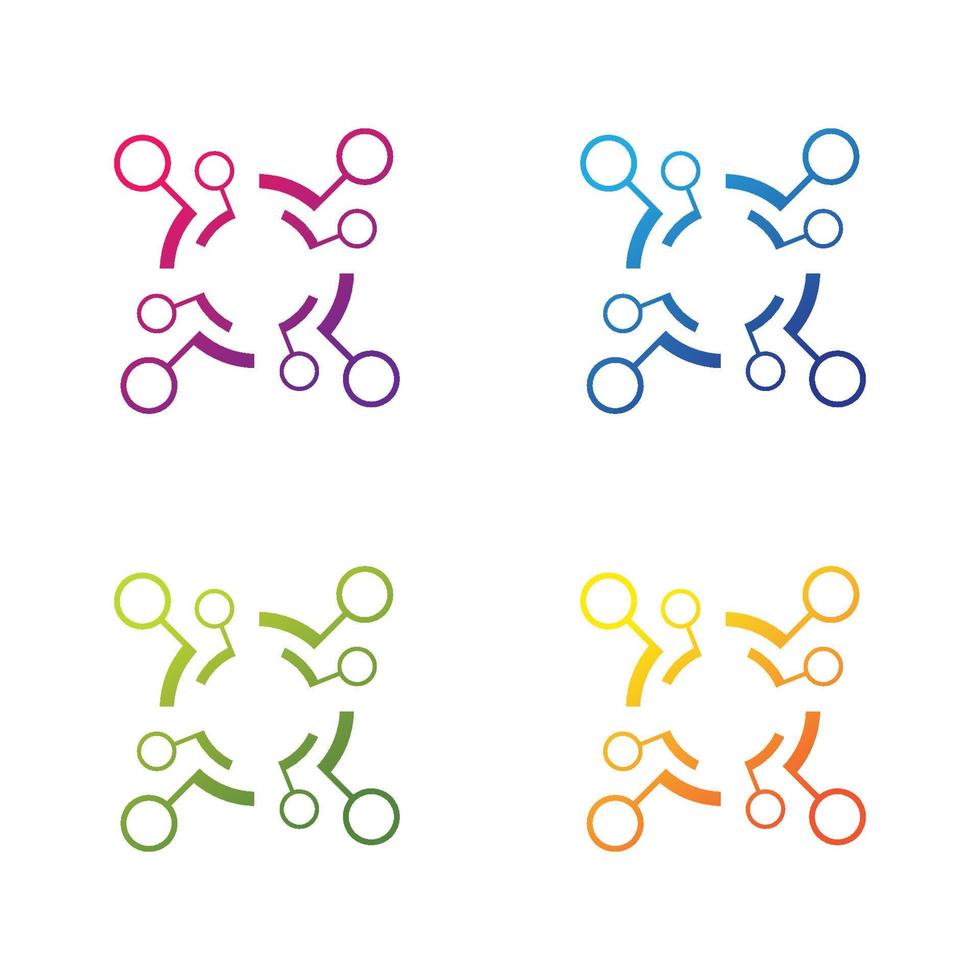 Technology logo icon set vector