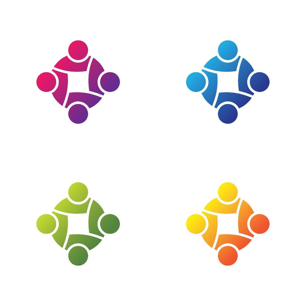 Teamwork logo template icon set vector