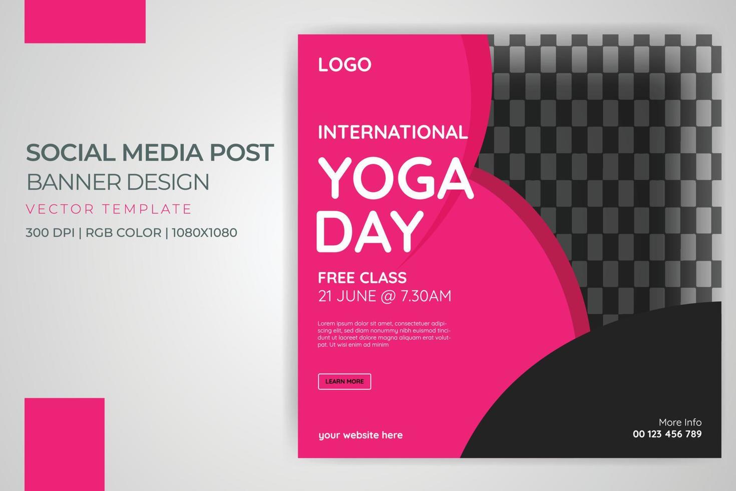Fitness Banner Yoga Gym Sports Social Media Post Vector Template Design