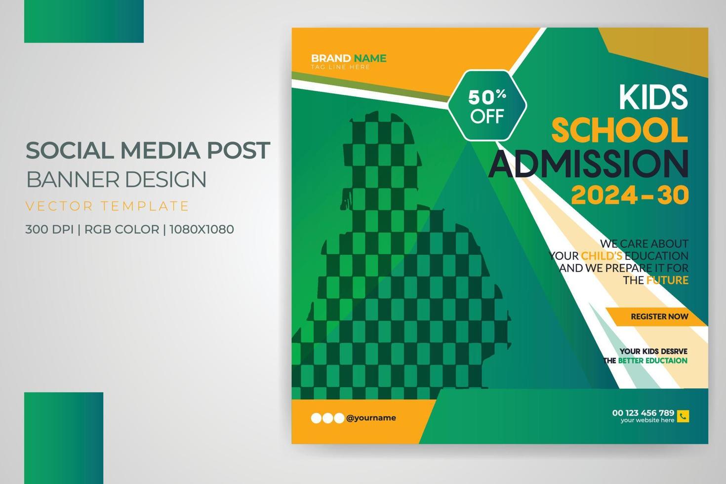 Kids Back to school social media post template school admission banner design vector free download