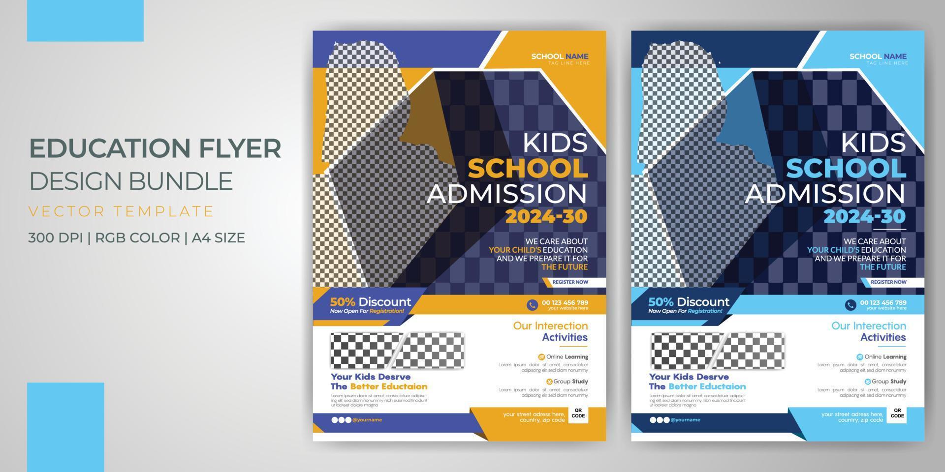 Kids Education School Admission Flyer Back To School Poster  Vector Creative Business Print Template Bundle Free Download