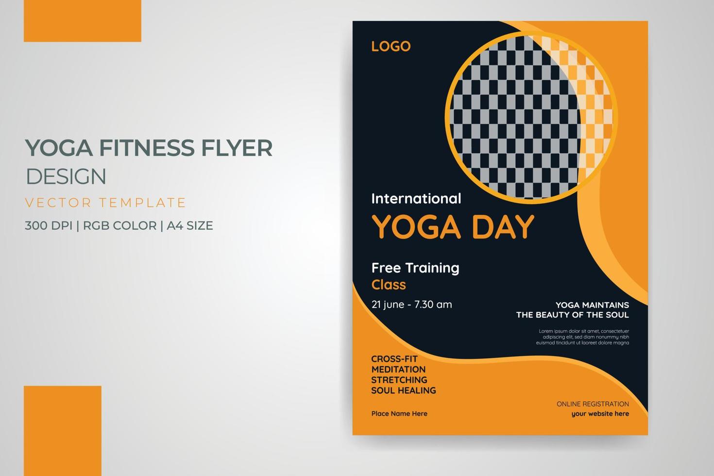 diseño de plantilla de vector de volante de deportes de fitness de yoga