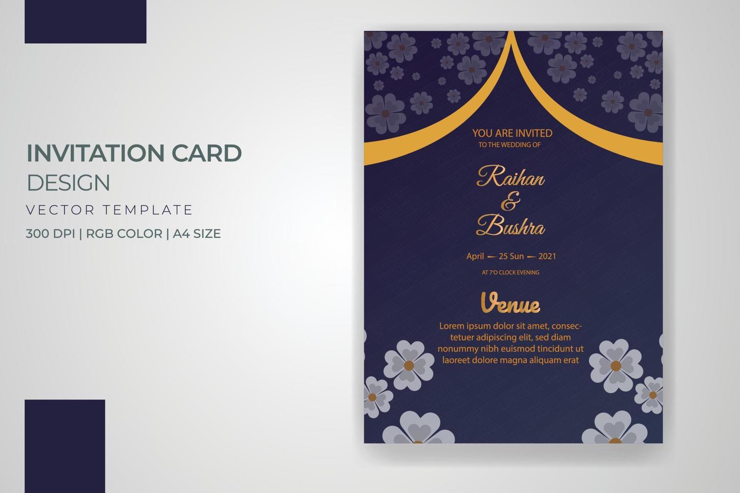 wedding invitation card print template design layout vector