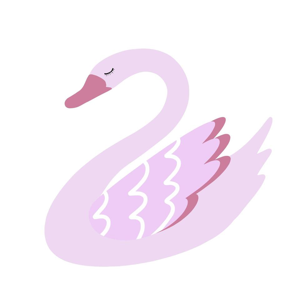 cisne rosa. Ilustración para impresión, fondos, papeles pintados, carátulas, embalajes, tarjetas de felicitación, carteles, pegatinas, textil y diseño de temporada. aislado sobre fondo blanco. vector